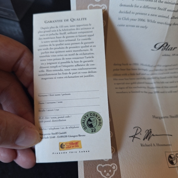 Steiff Polar Bear 2006 Steiff Club - Picture 6 of 10